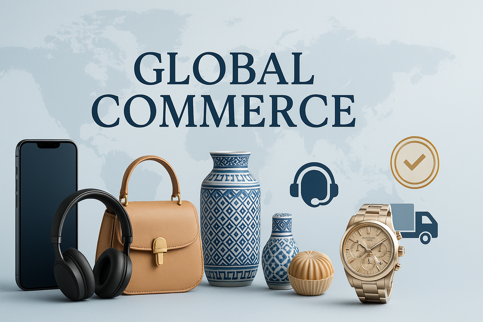 make me a image for website banner for a ecommerce brand that sells imported products and other global products with good services