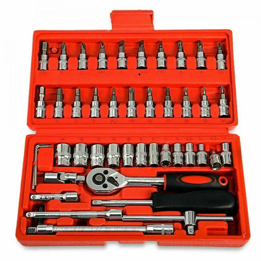46 in 1 Pcs Tool Kit & Screwdriver and Socket Set Multi Purpose Tool Case