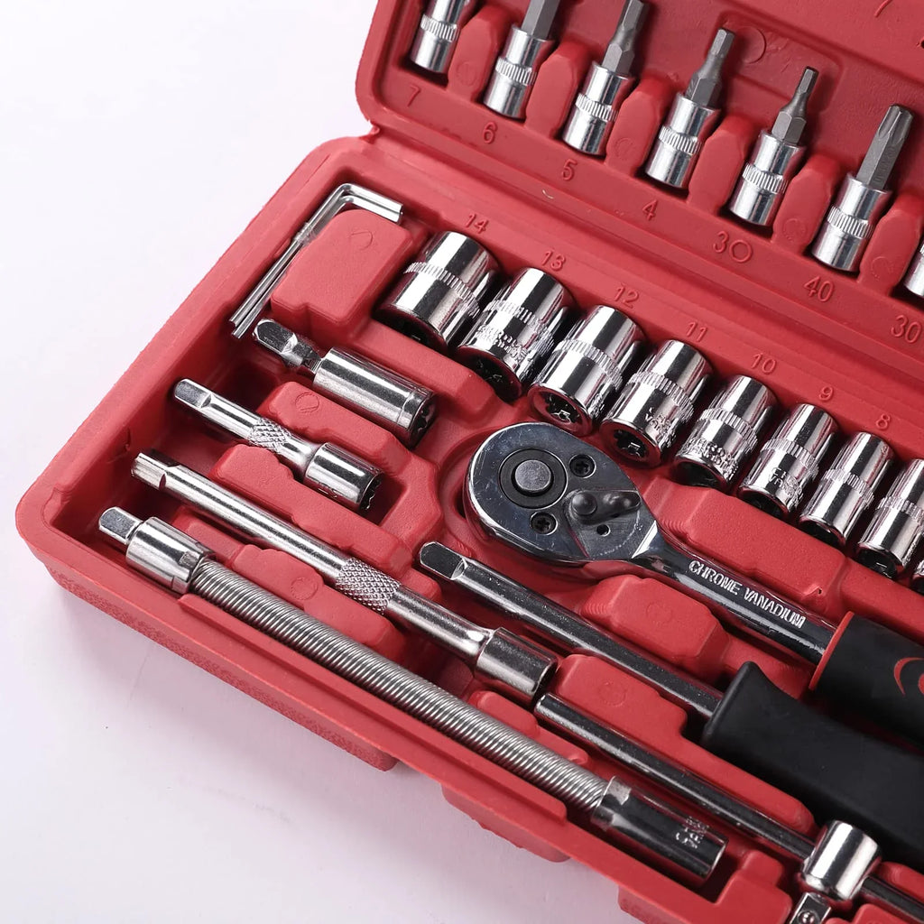 46 in 1 Pcs Tool Kit & Screwdriver and Socket Set Multi Purpose Tool Case